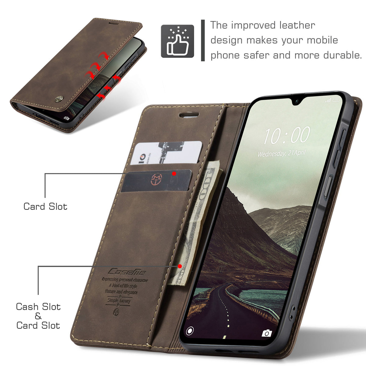 CASEME for Samsung Galaxy A27 5G Wallet Case 013 Series PU Leather Phone Cover Stand