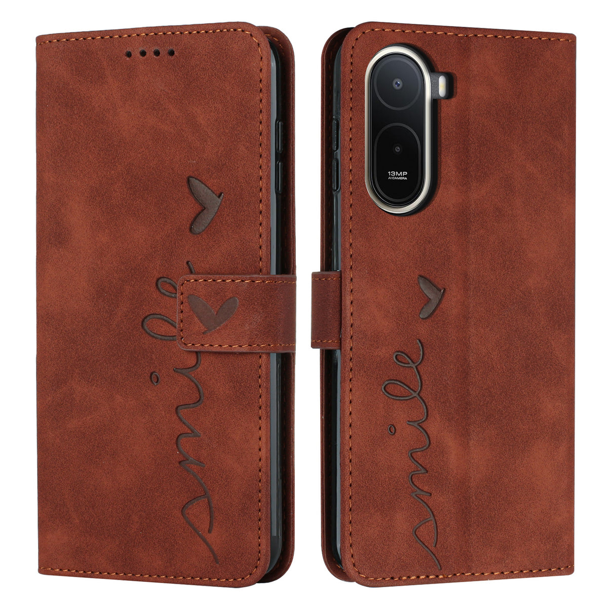 For Xiaomi Poco C85x 5G / Redmi A7 Pro 4G (171.56mm) Stand Case PU Leather Phone Cover Imprinted Heart Pattern