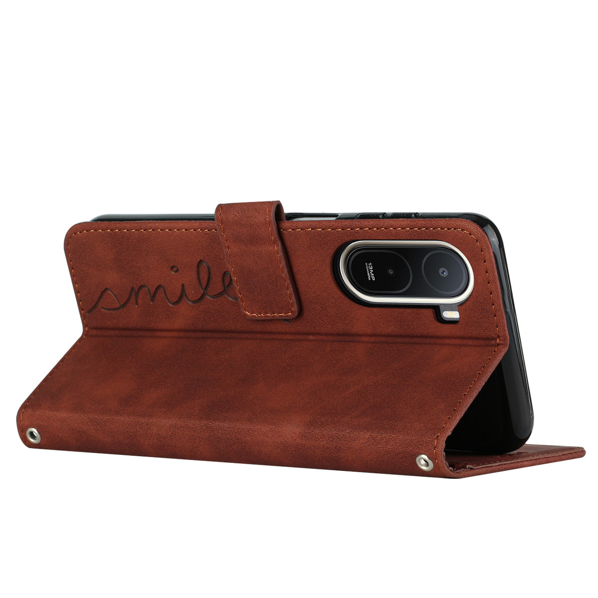 For Xiaomi Poco C85x 5G / Redmi A7 Pro 4G (171.56mm) Stand Case PU Leather Phone Cover Imprinted Heart Pattern