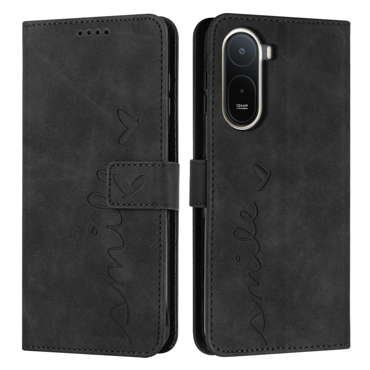 For Xiaomi Poco C85x 5G / Redmi A7 Pro 4G (171.56mm) Stand Case PU Leather Phone Cover Imprinted Heart Pattern