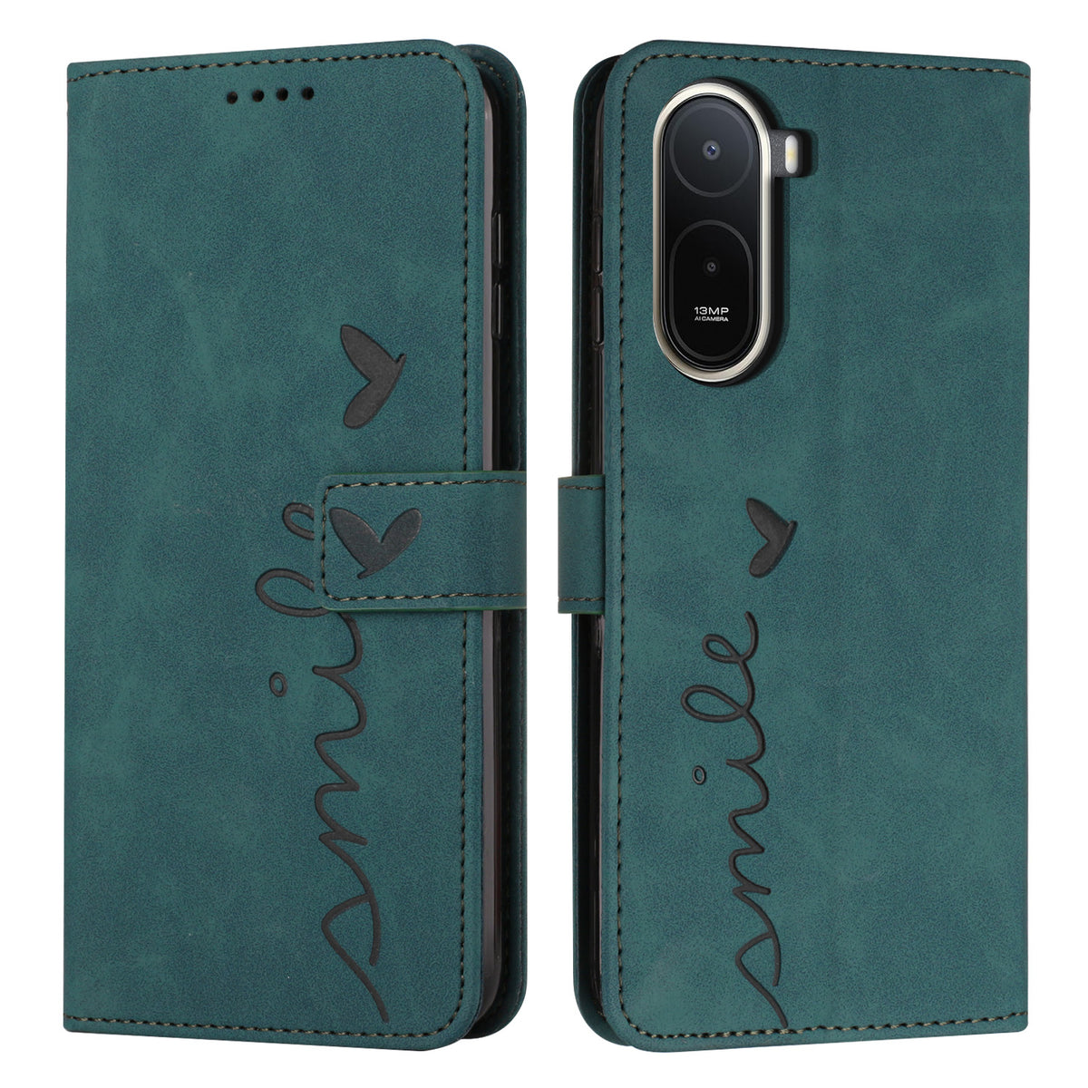 For Xiaomi Poco C85x 5G / Redmi A7 Pro 4G (171.56mm) Stand Case PU Leather Phone Cover Imprinted Heart Pattern