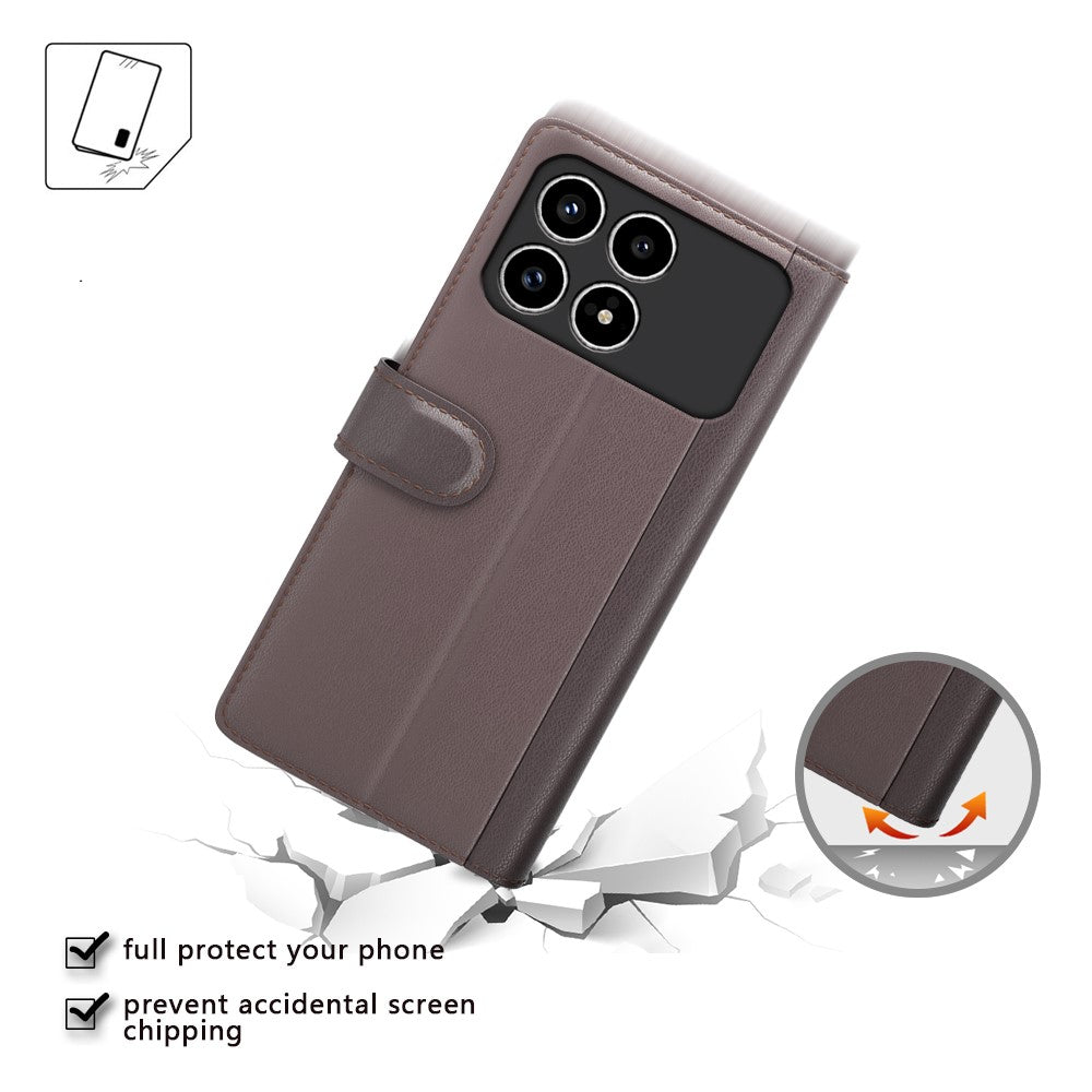 For Xiaomi Redmi K90 5G Case Genuine Split Leather Phone Cover with Wallet Stand