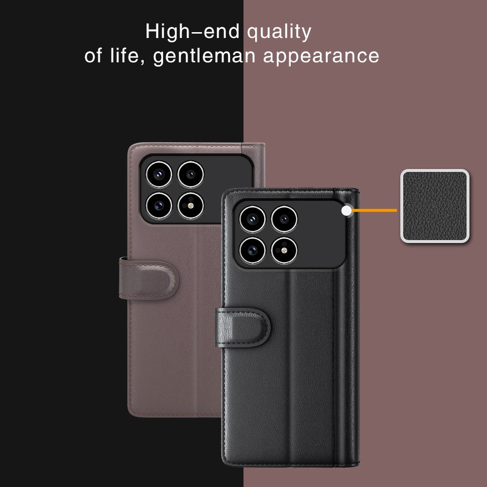 For Xiaomi Redmi K90 5G Case Genuine Split Leather Phone Cover with Wallet Stand