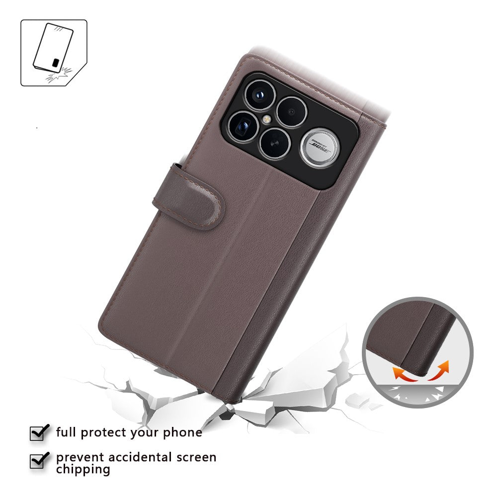 For Xiaomi Redmi K90 Pro Max 5G Case Genuine Split Leather Phone Cover with Wallet Stand