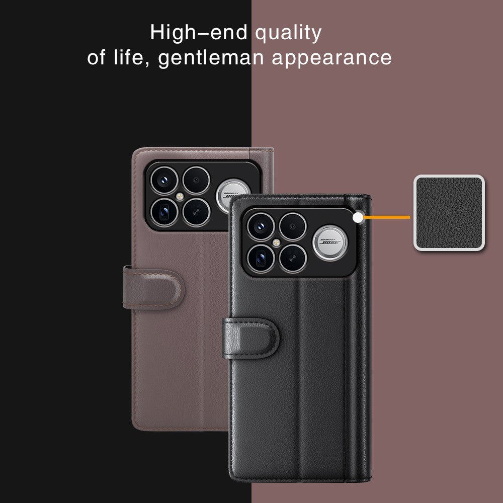 For Xiaomi Redmi K90 Pro Max 5G Case Genuine Split Leather Phone Cover with Wallet Stand