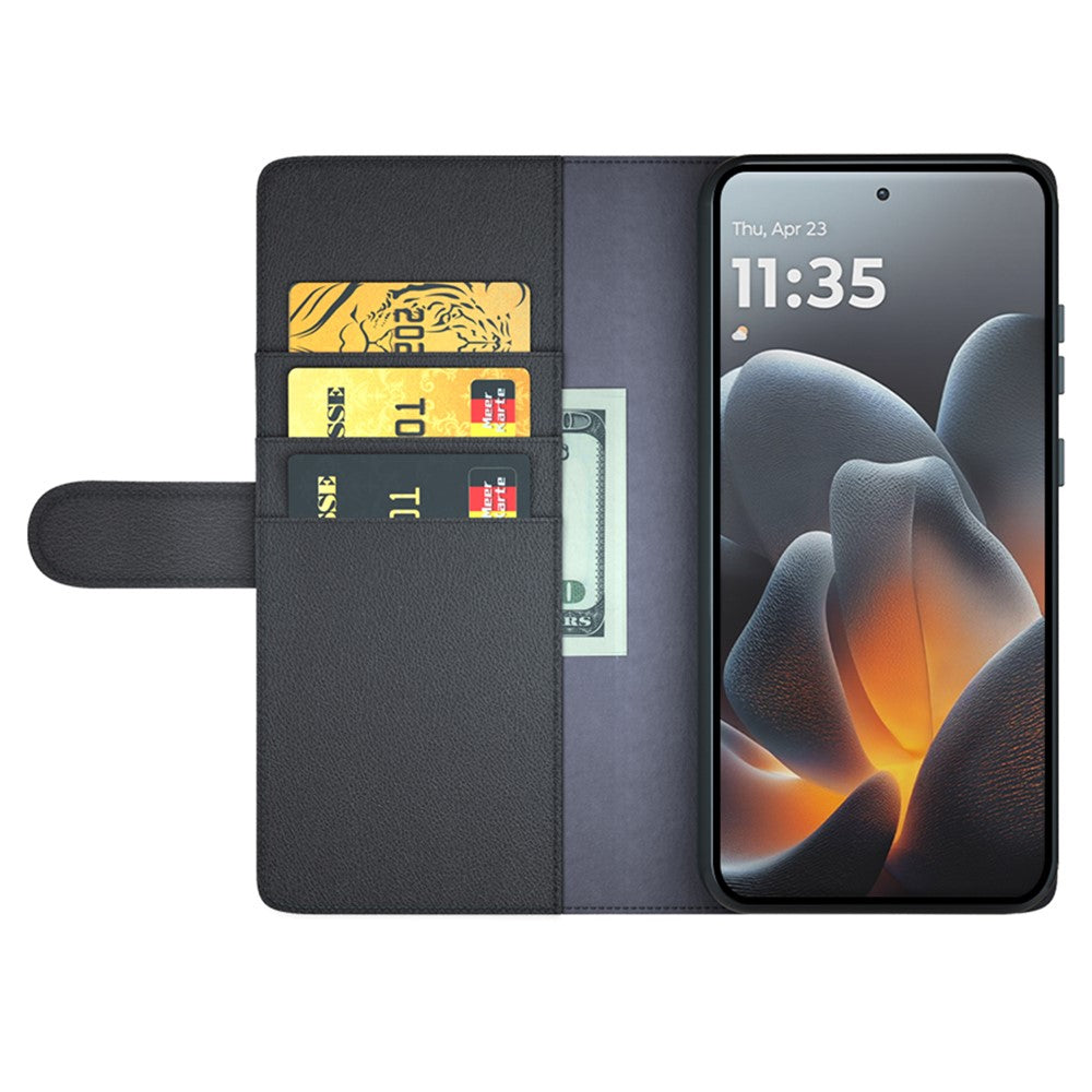 For Motorola Signature 5G Case Genuine Split Leather Phone Cover with Wallet Stand