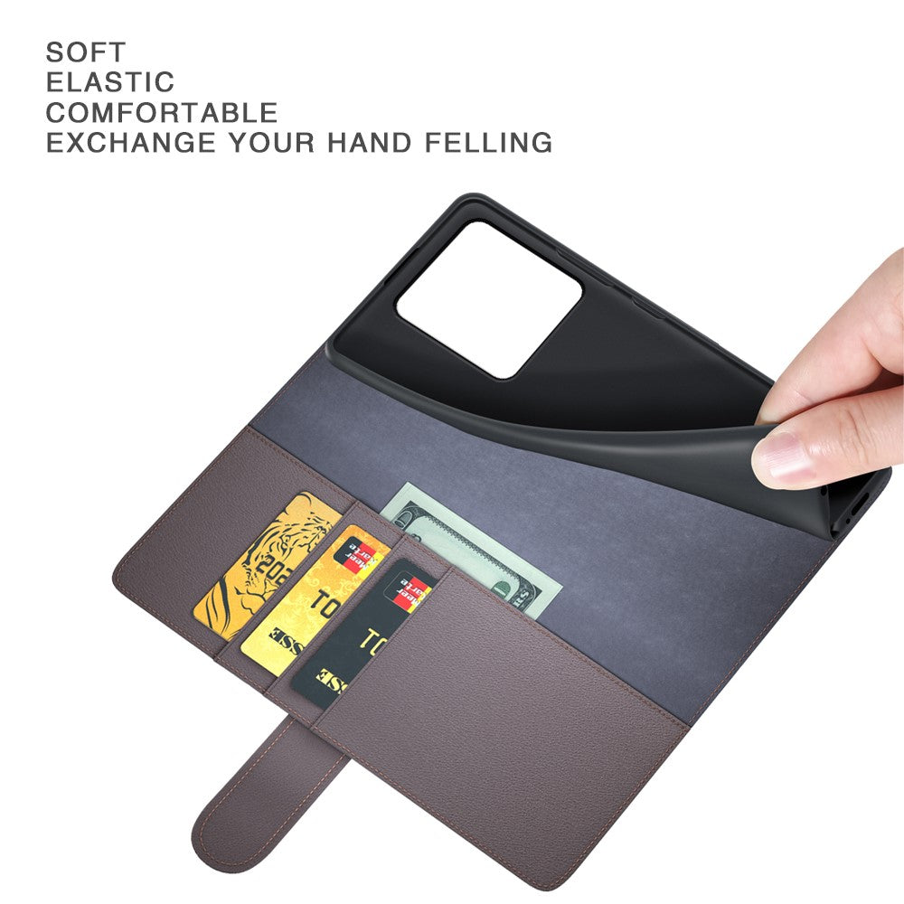 For Motorola Signature 5G Case Genuine Split Leather Phone Cover with Wallet Stand
