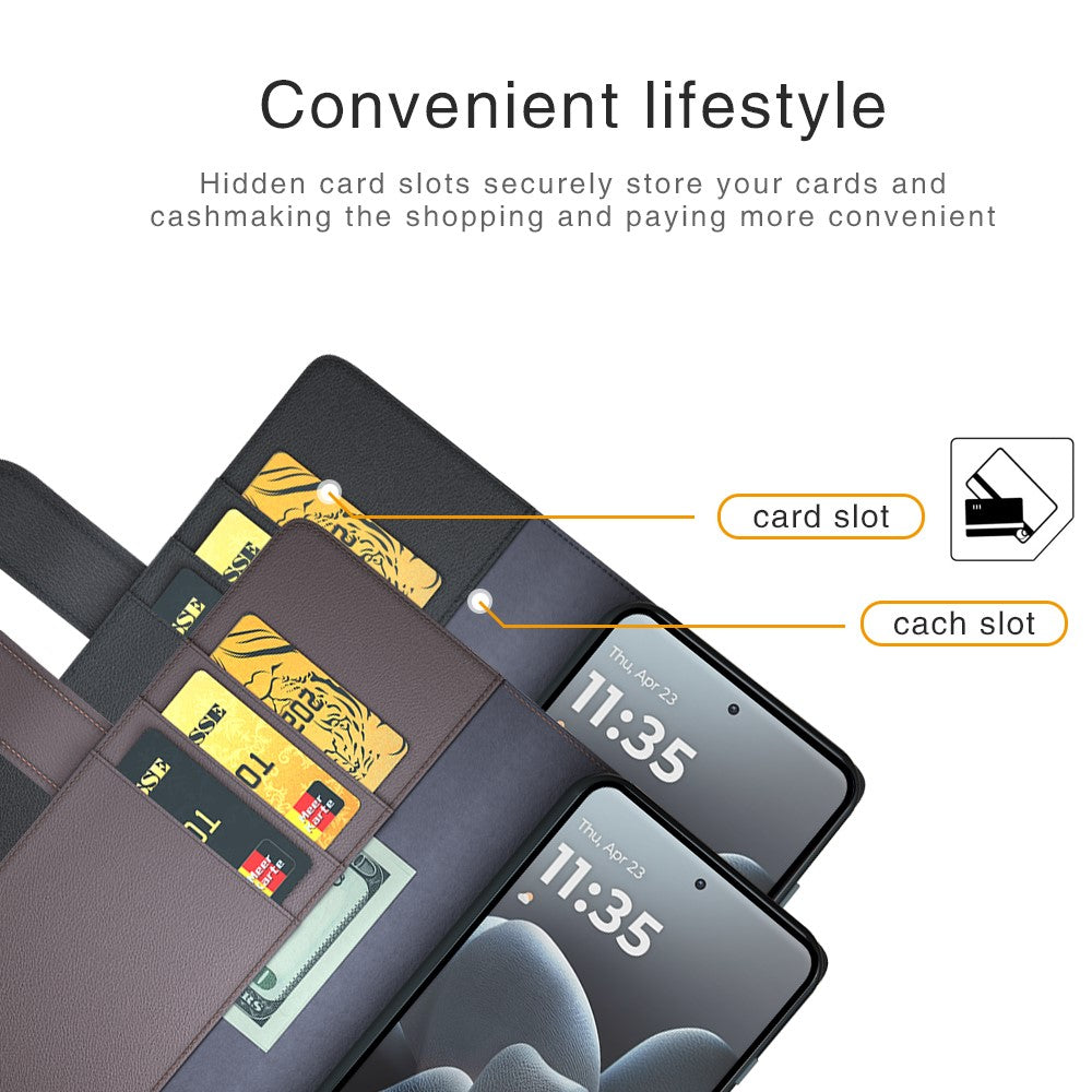 For Motorola Signature 5G Case Genuine Split Leather Phone Cover with Wallet Stand