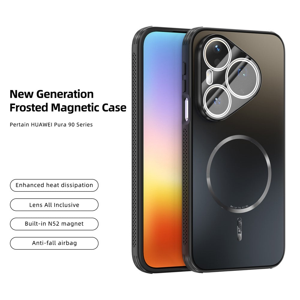 ABEEL Magnetiskt Skal För Huawei Pura 90 Pro TPU PC Kylande Matt mobil Baksida Med Linsfilm