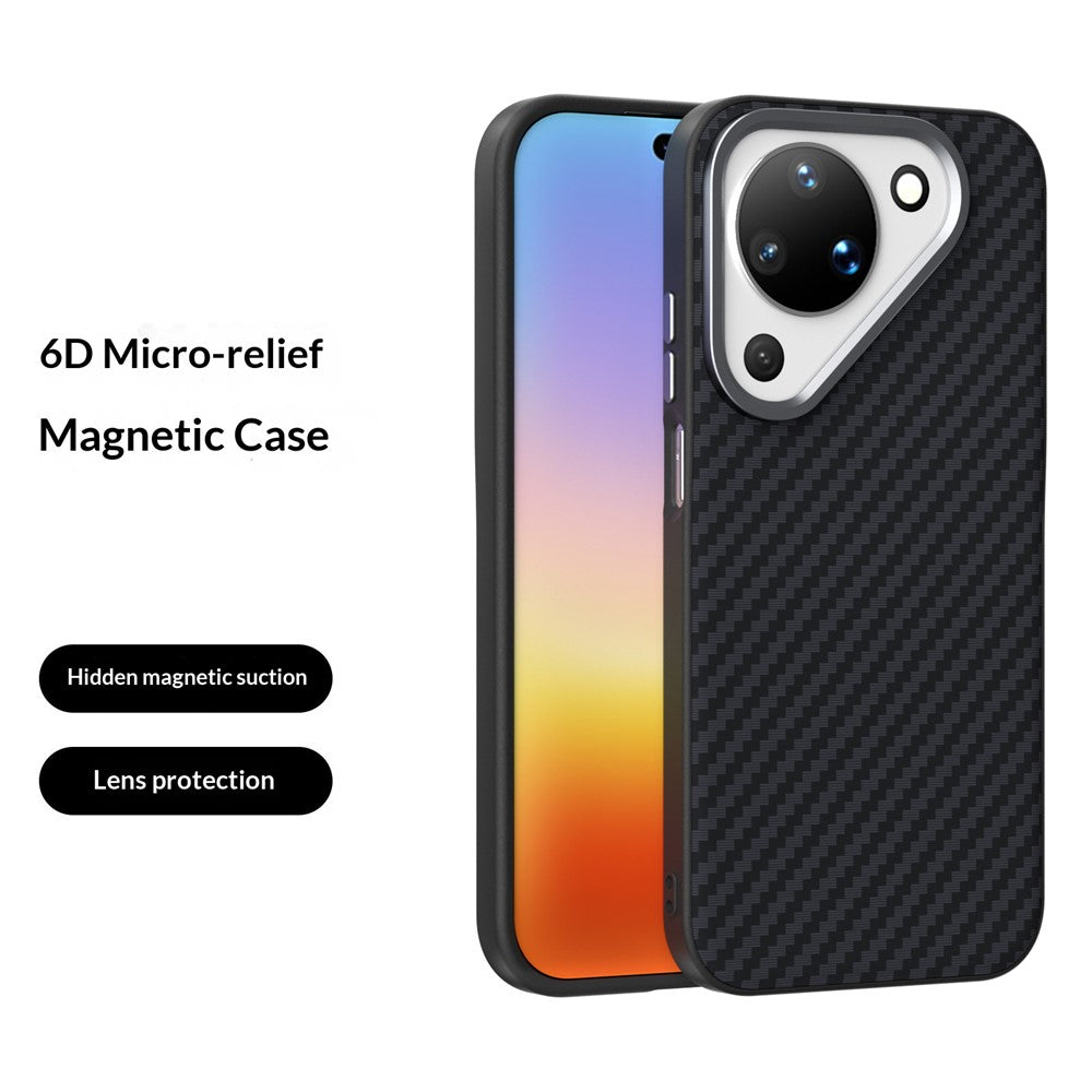 ABEEL For Huawei Pura 90 Magnetic Case Carbon Fiber Texture Phone Back Cover