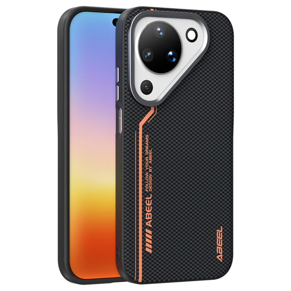 ABEEL For Huawei Pura 90 Magnetic Case Micro-Embossing 6D Printed PC TPU Aluminum Alloy Leather Phone Cover