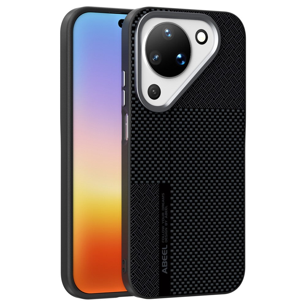 ABEEL för Huawei Pura 90 magnetfodral Ultratunt 6D-tryckt Stötsäkert TPU PC-fodral i aluminiumlegering Läder