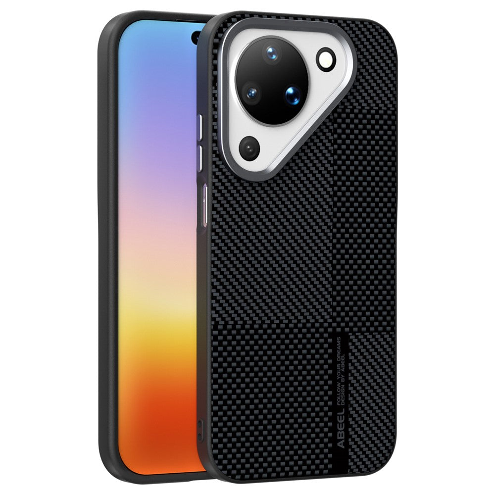 ABEEL för Huawei Pura 90 magnetfodral Ultratunt 6D-tryckt Stötsäkert TPU PC-fodral i aluminiumlegering Läder