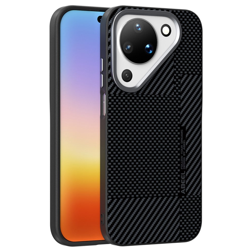 ABEEL för Huawei Pura 90 magnetfodral Ultratunt 6D-tryckt Stötsäkert TPU PC-fodral i aluminiumlegering Läder
