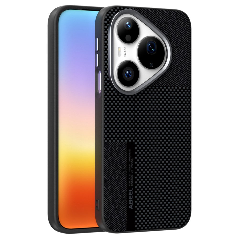 ABEEL Magnetiskt Skal För Huawei Pura 90 Pro Ultratunt 6D-tryckt Stötsäkert TPU PC Aluminiumlegering Läder mobilskal