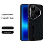 ABEEL Magnetiskt Skal För Huawei Pura 90 Pro Max Ultratunt 6D-tryckt Stötsäkert TPU PC Aluminiumlegering Läder mobilskal