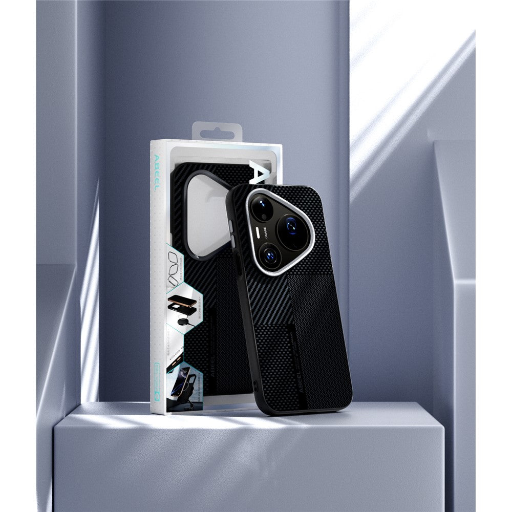 ABEEL Magnetiskt Skal För Huawei Pura 90 Pro Max Ultratunt 6D-tryckt Stötsäkert TPU PC Aluminiumlegering Läder mobilskal