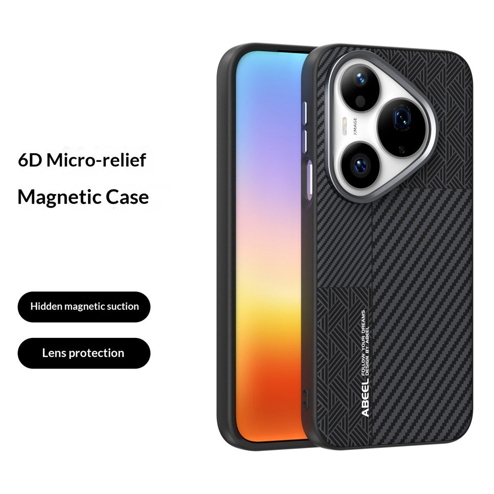 ABEEL Magnetiskt Skal För Huawei Pura 90 Pro PC + TPU + Aluminiumlegering + PU-läder Slim mobilskal