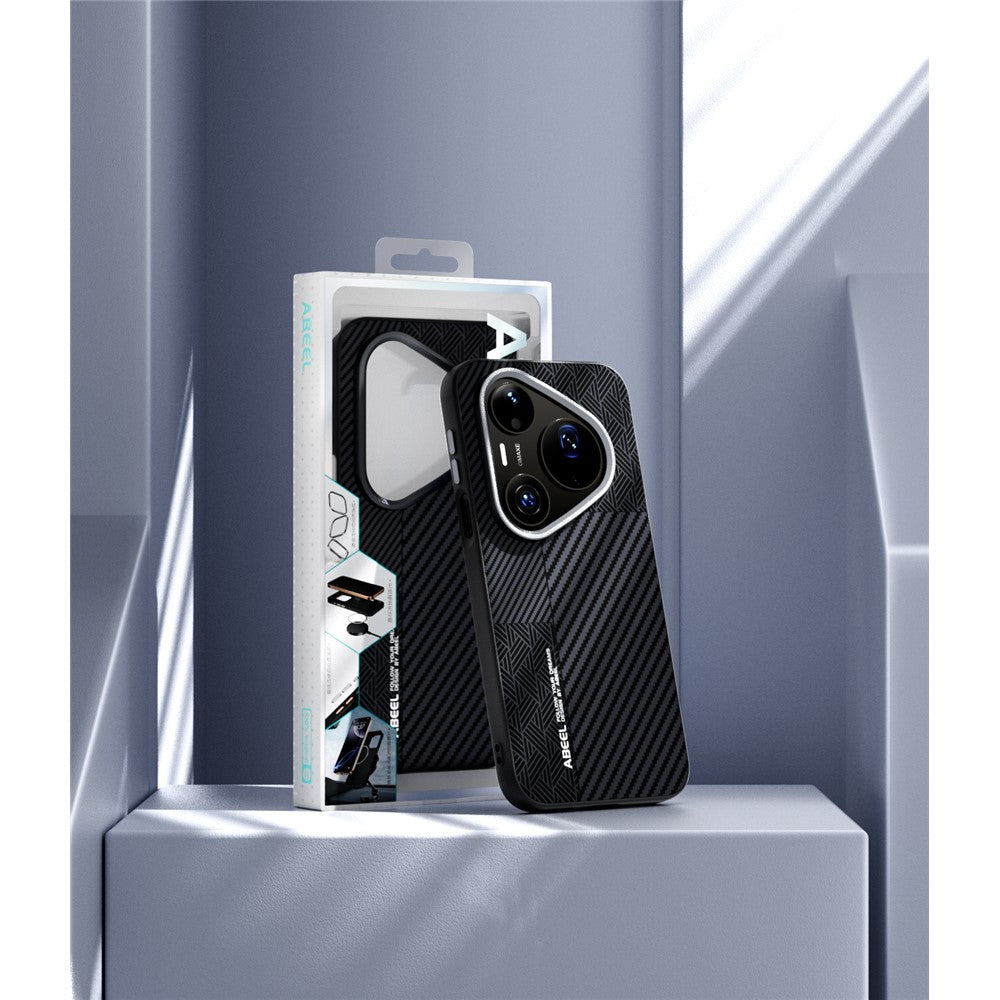 ABEEL Magnetiskt Skal För Huawei Pura 90 Pro Max PC + TPU + Aluminiumlegering + PU-läder Slim mobilskal