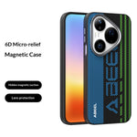 ABEEL For Huawei Pura 90 Pro Magnetic Case Micro-Embossing 6D Printed PC TPU Aluminum Alloy Leather Phone Cover