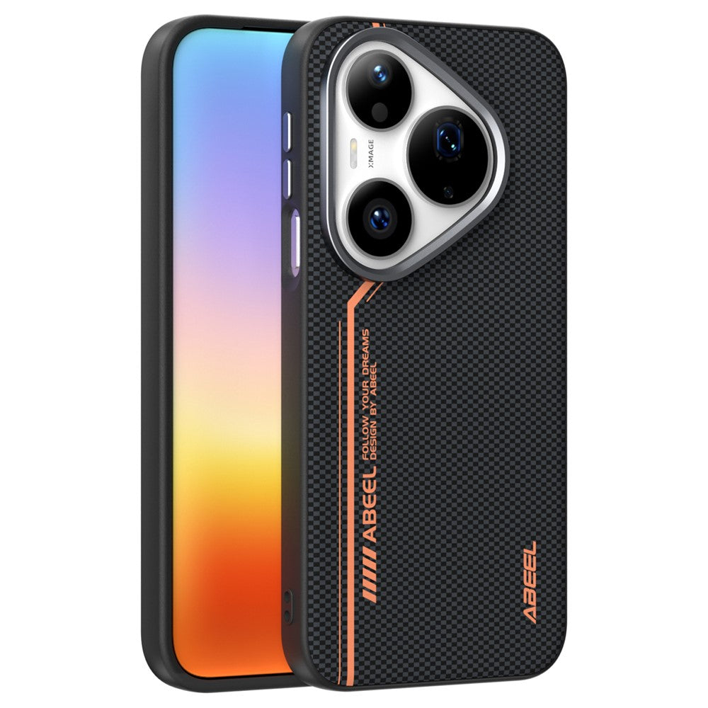 ABEEL For Huawei Pura 90 Pro Magnetic Case Micro-Embossing 6D Printed PC TPU Aluminum Alloy Leather Phone Cover