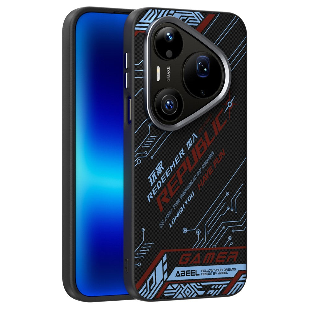 ABEEL For Huawei Pura 90 Pro Max Magnetic Case Micro-Embossing 6D Printed PC TPU Aluminum Alloy Leather Phone Cover