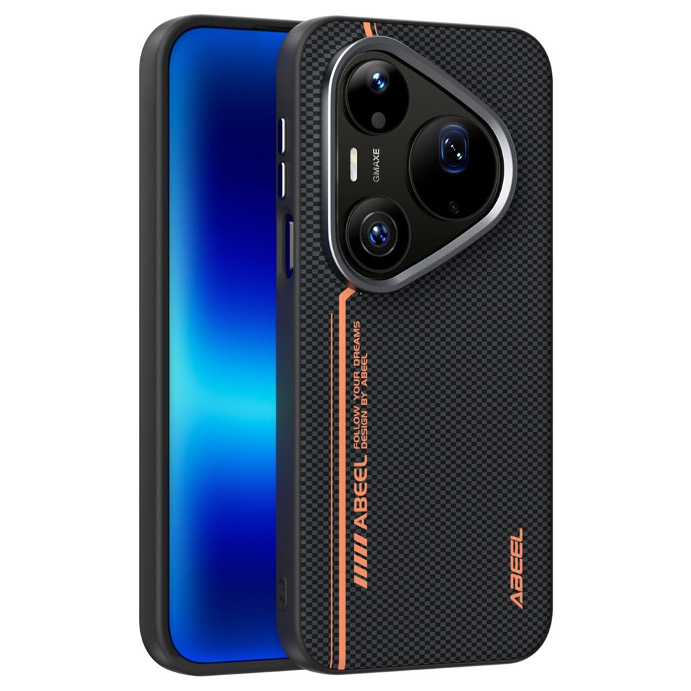 ABEEL For Huawei Pura 90 Pro Max Magnetic Case Micro-Embossing 6D Printed PC TPU Aluminum Alloy Leather Phone Cover