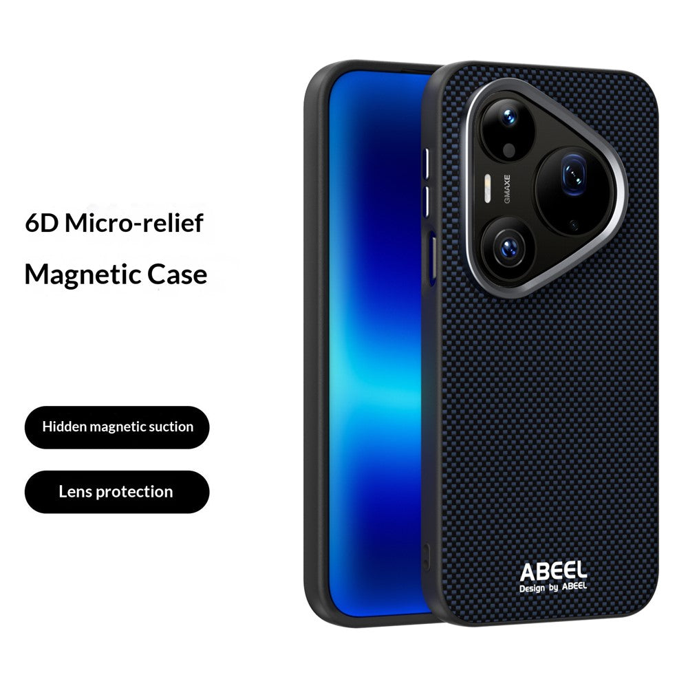 ABEEL Magnetiskt Skal För Huawei Pura 90 Pro Max Tryckt PC TPU Aluminiumlegering Läder mobilskal