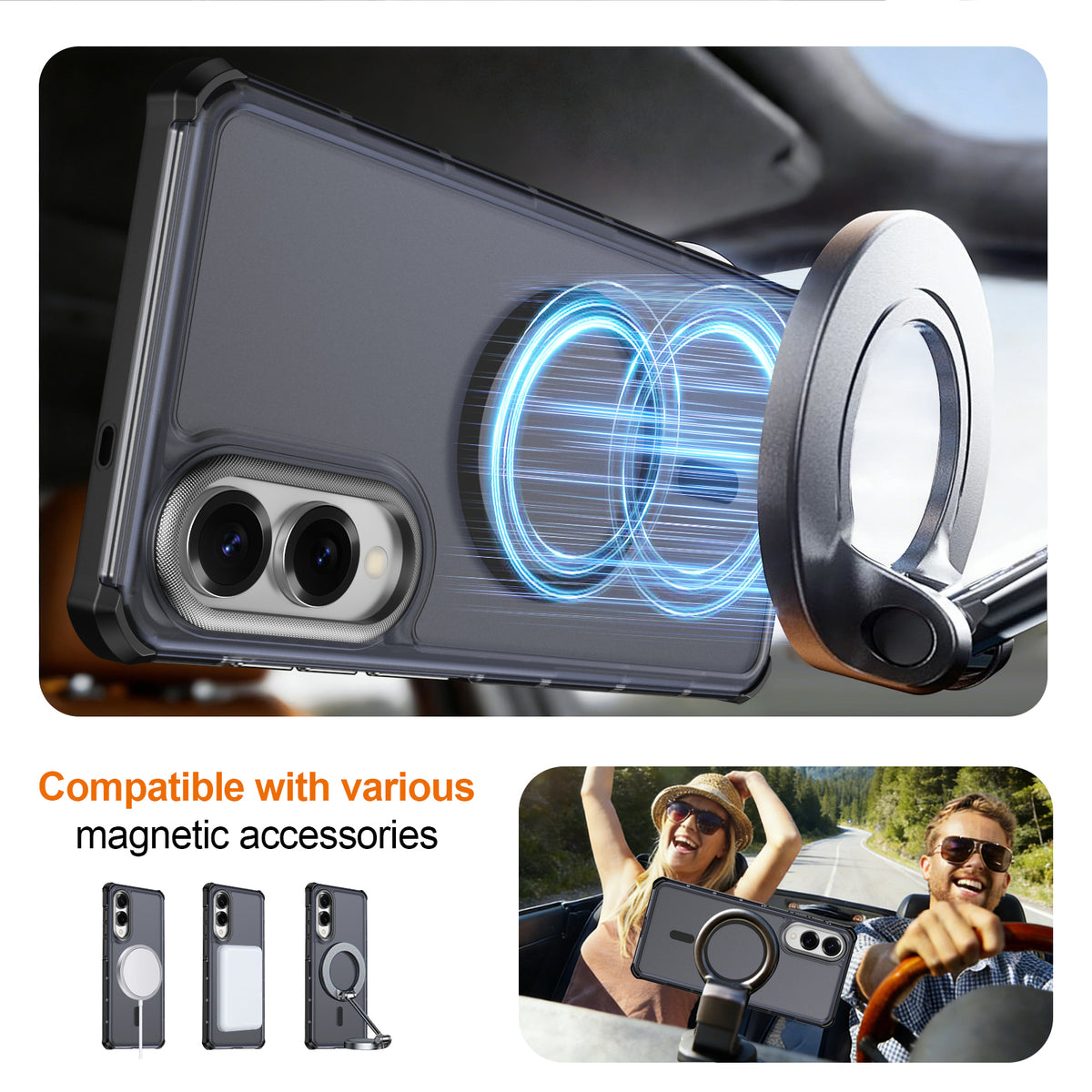 For Samsung Galaxy S25 Edge Magnetic Case Electroplated Frame Skin-touch TPU+PC Phone Cover