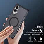 For Samsung Galaxy S25 Edge Magnetic Case Electroplated Frame Skin-touch TPU+PC Phone Cover