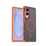 For Samsung Galaxy S25 Edge Magnetic Case Electroplated Frame Skin-touch TPU+PC Phone Cover