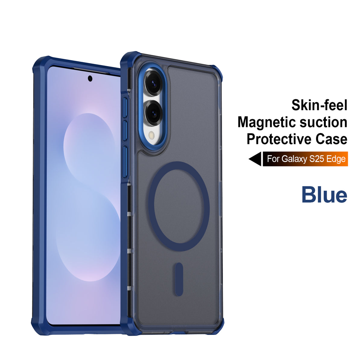 For Samsung Galaxy S25 Edge Magnetic Case Electroplated Frame Skin-touch TPU+PC Phone Cover