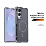 For Samsung Galaxy S25 Edge Magnetic Case Electroplated Frame Skin-touch TPU+PC Phone Cover