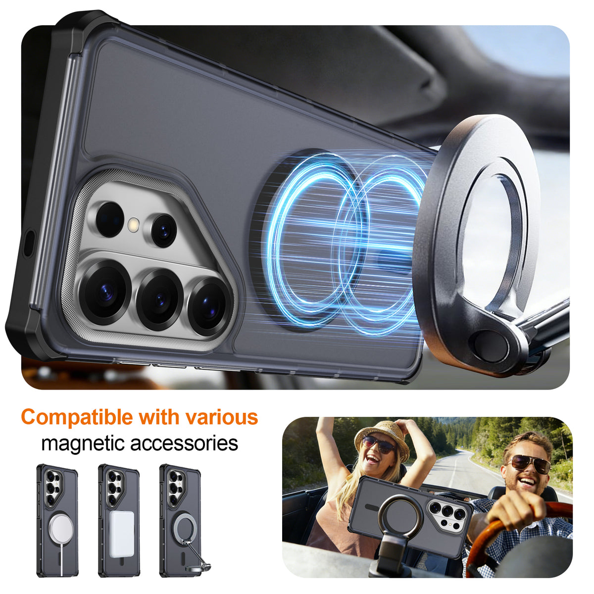 For Samsung Galaxy S26 Ultra Magnetic Case Electroplated Frame Skin-touch TPU+PC Phone Cover