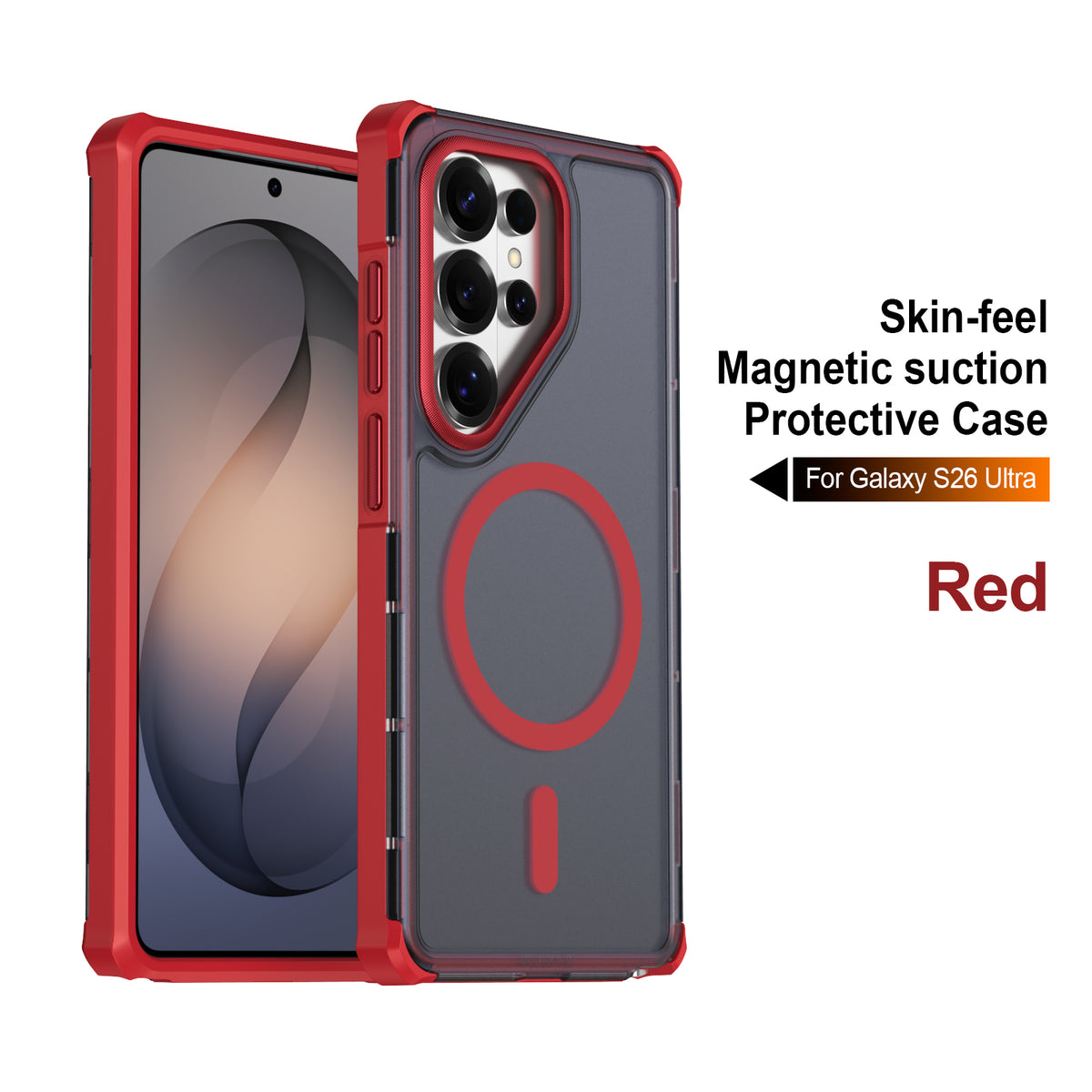 For Samsung Galaxy S26 Ultra Magnetic Case Electroplated Frame Skin-touch TPU+PC Phone Cover