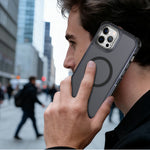 For iPhone 12 Pro Max Magnetic Case Electroplated Frame Skin-touch TPU+PC Phone Cover