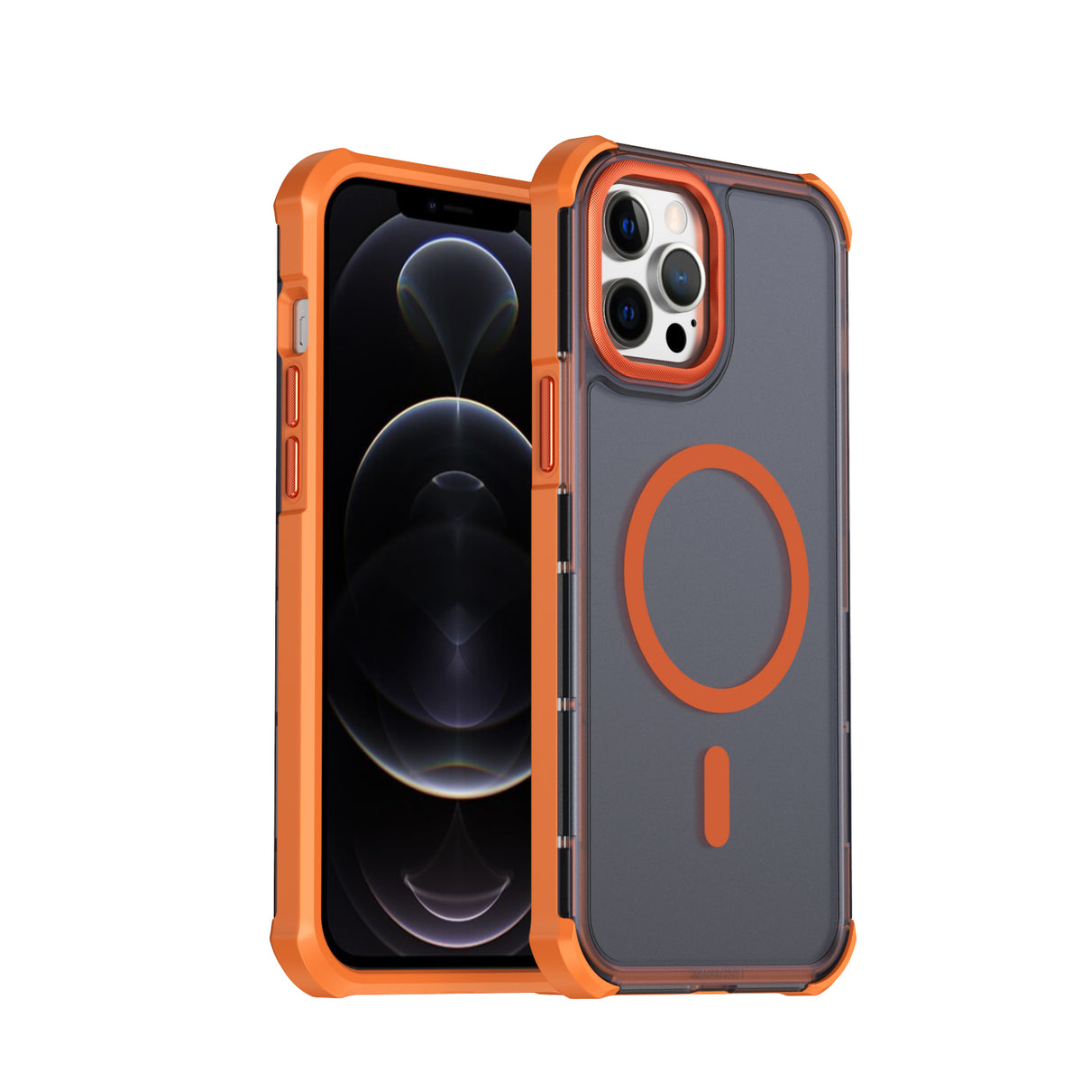 For iPhone 12 Pro Max Magnetic Case Electroplated Frame Skin-touch TPU+PC Phone Cover