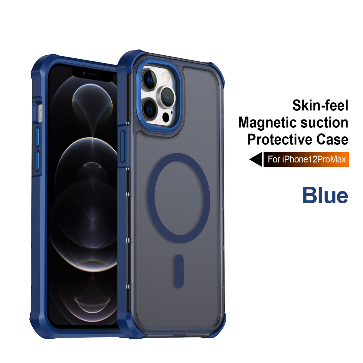 For iPhone 12 Pro Max Magnetic Case Electroplated Frame Skin-touch TPU+PC Phone Cover
