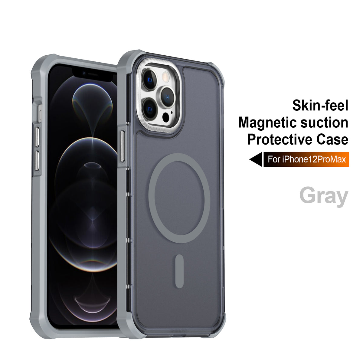 For iPhone 12 Pro Max Magnetic Case Electroplated Frame Skin-touch TPU+PC Phone Cover