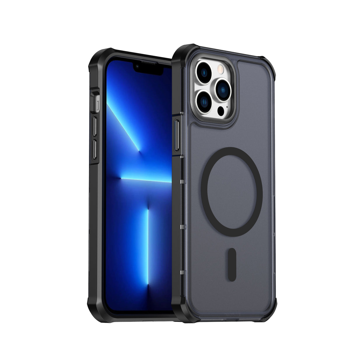 Magnetiskt skal för iPhone 13 Pro Max, elektropläterad ram, hudvänlig TPU+PC-mobilskal