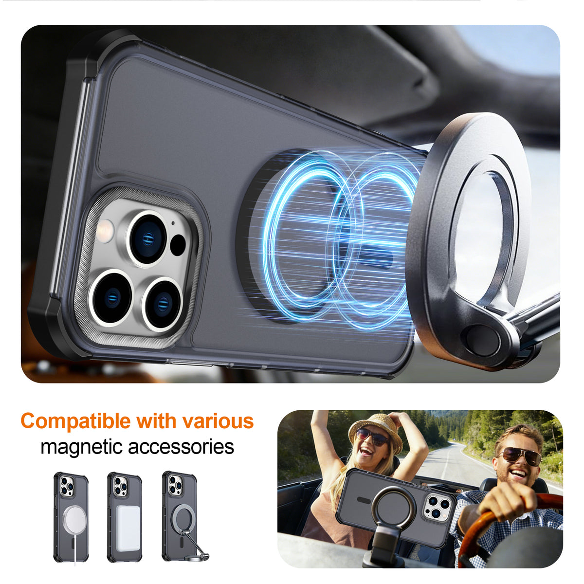 For iPhone 13 Pro Max Magnetic Case Electroplated Frame Skin-touch TPU+PC Phone Cover