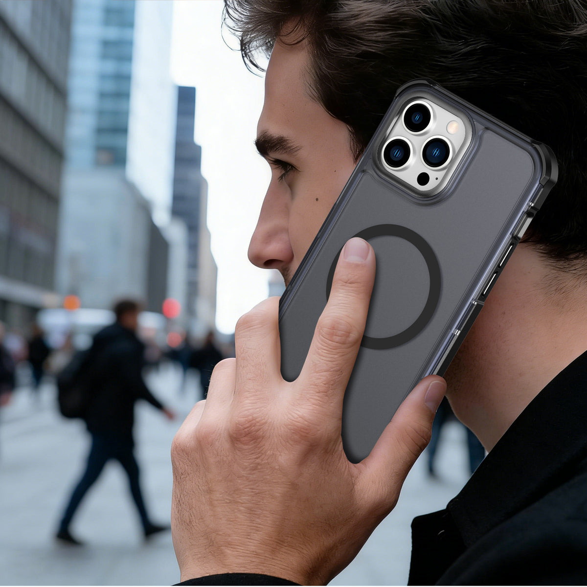 For iPhone 13 Pro Max Magnetic Case Electroplated Frame Skin-touch TPU+PC Phone Cover