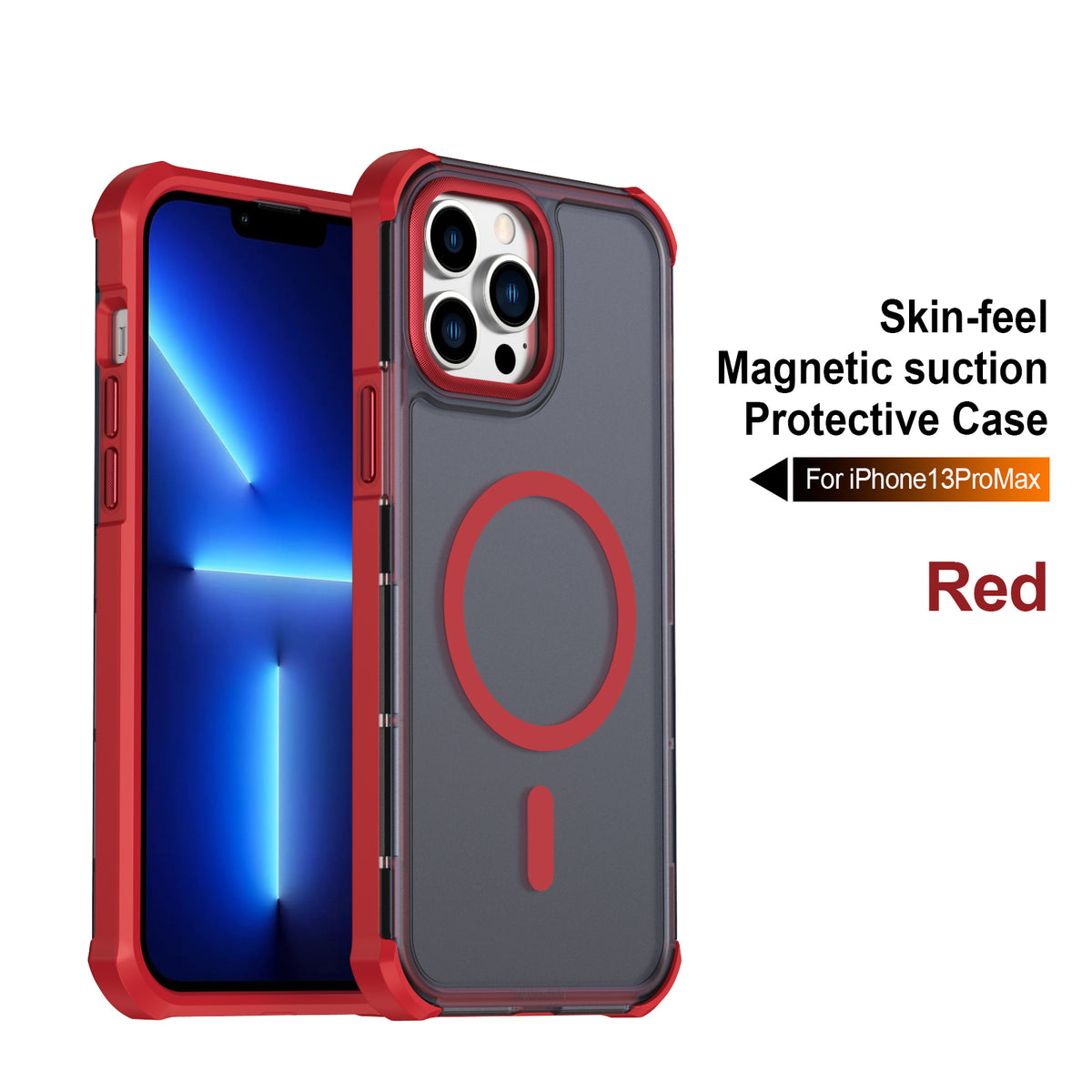 For iPhone 13 Pro Max Magnetic Case Electroplated Frame Skin-touch TPU+PC Phone Cover