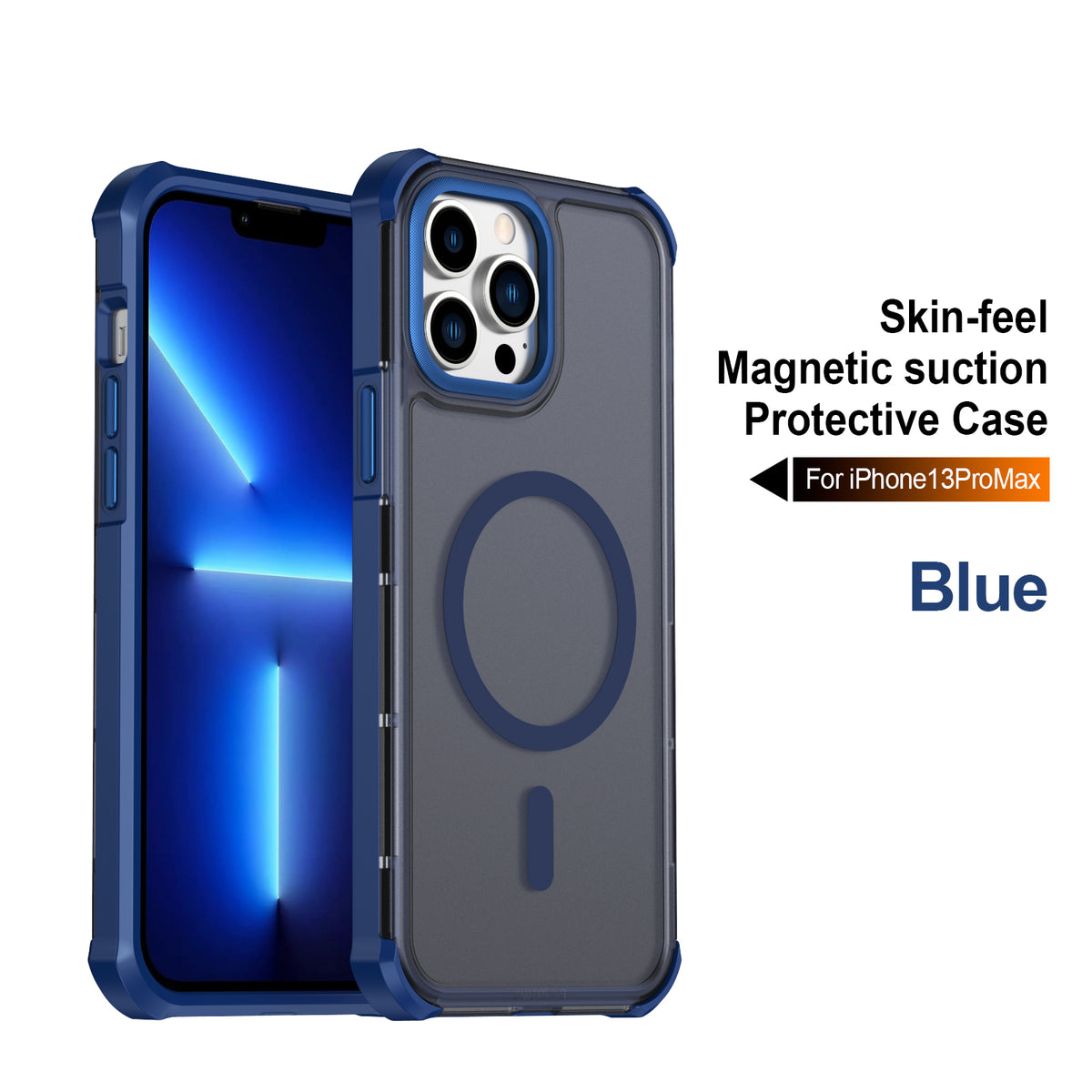 For iPhone 13 Pro Max Magnetic Case Electroplated Frame Skin-touch TPU+PC Phone Cover