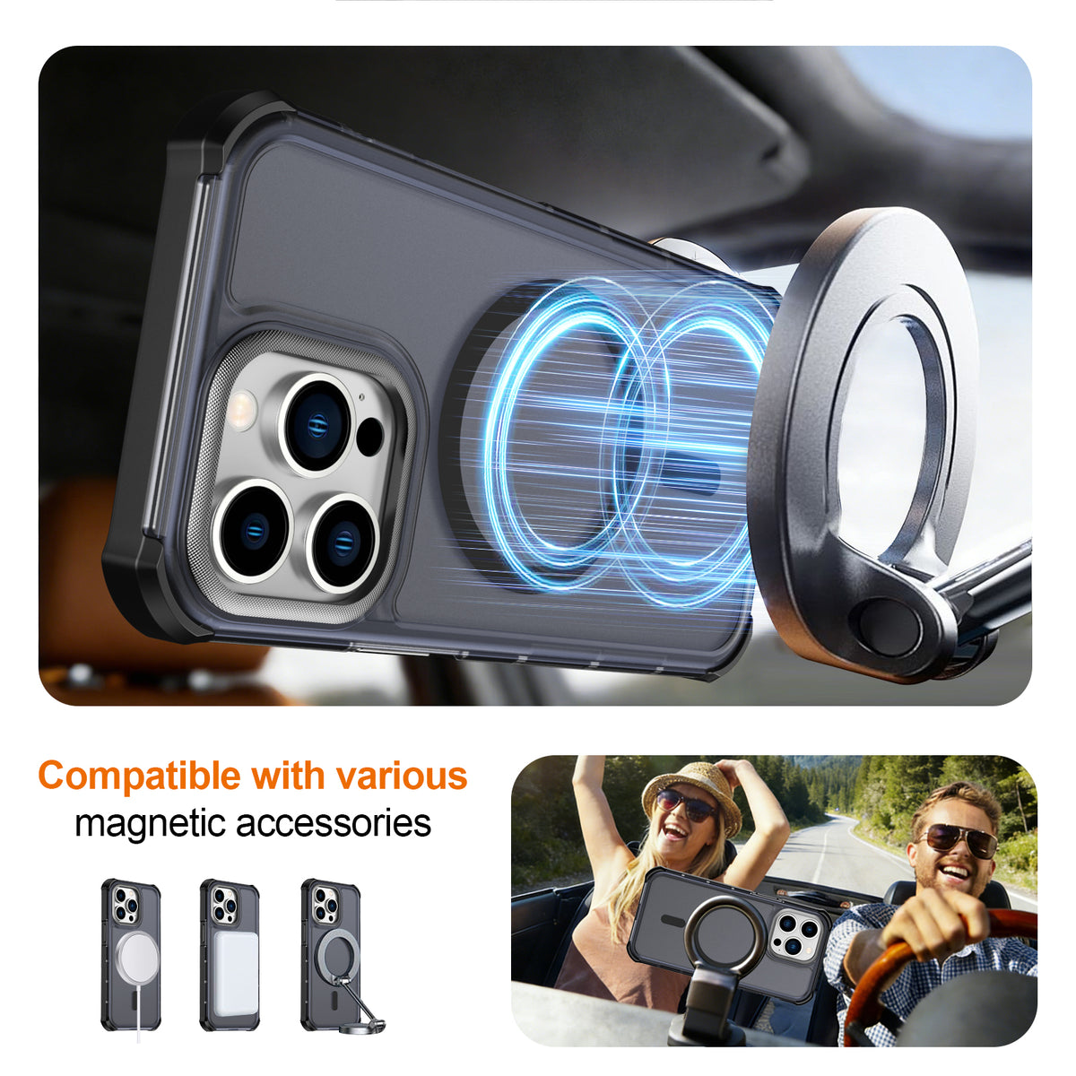 For iPhone 13 Pro Magnetic Case Electroplated Frame Skin-touch TPU+PC Phone Cover