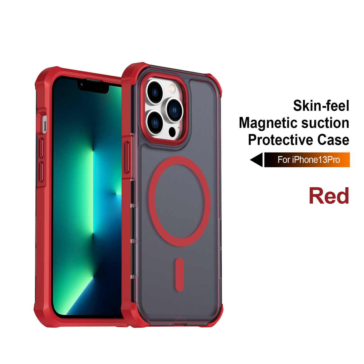 For iPhone 13 Pro Magnetic Case Electroplated Frame Skin-touch TPU+PC Phone Cover