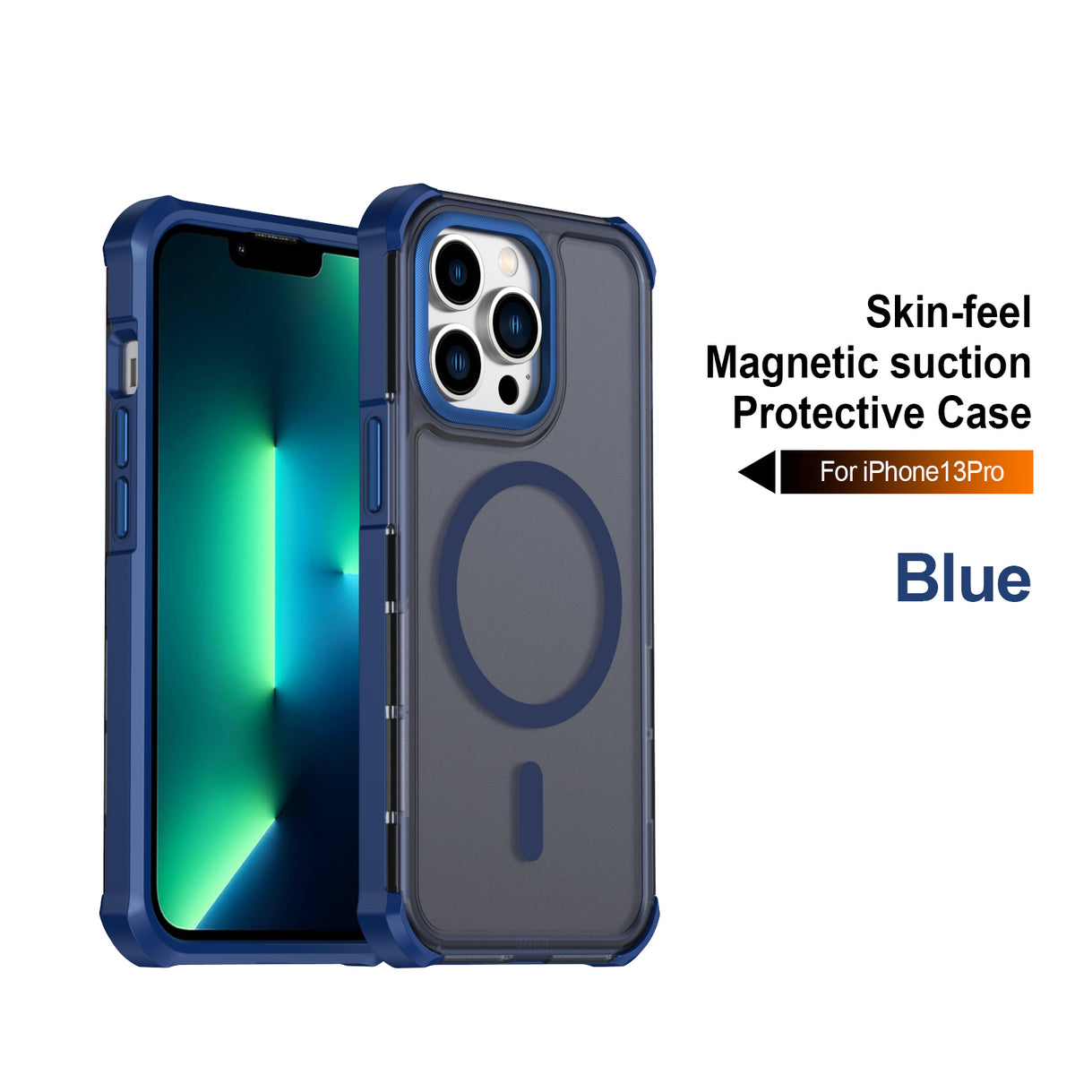 For iPhone 13 Pro Magnetic Case Electroplated Frame Skin-touch TPU+PC Phone Cover