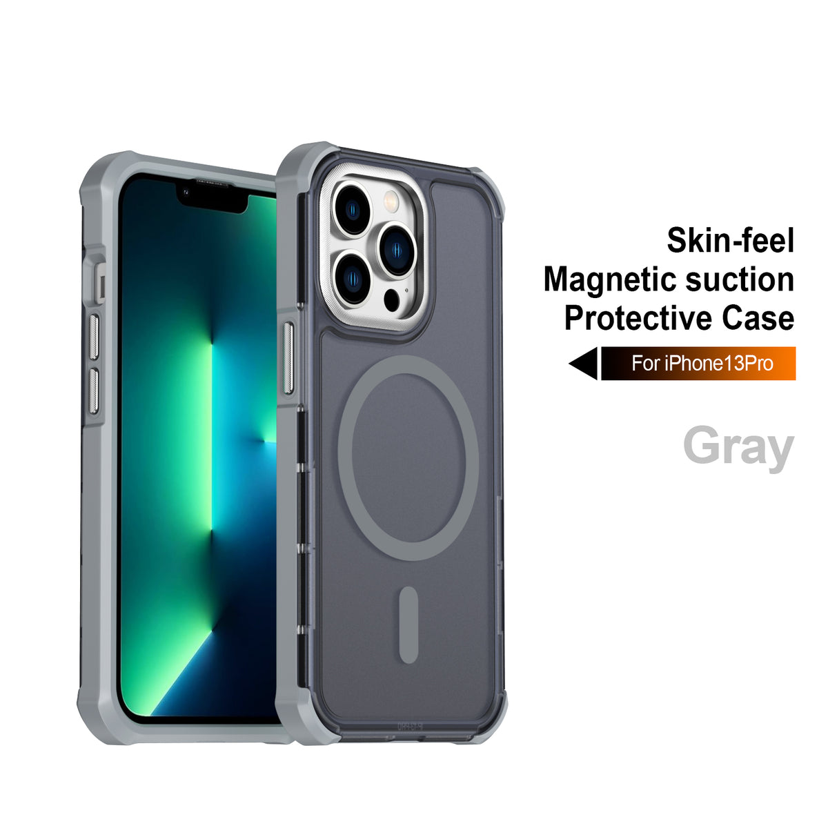 For iPhone 13 Pro Magnetic Case Electroplated Frame Skin-touch TPU+PC Phone Cover