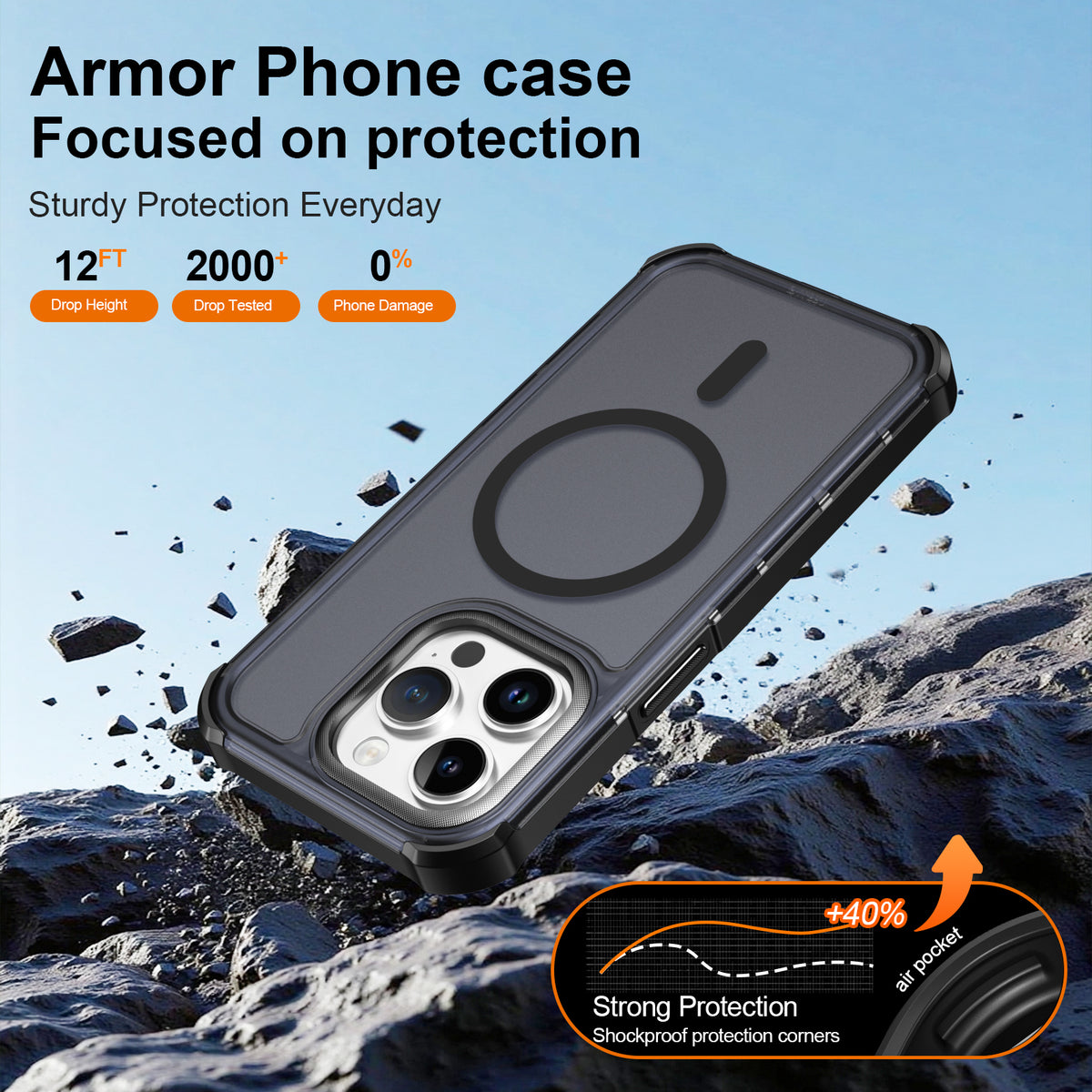 Til iPhone 14 Pro Max magnetisk etui elektrobelagt ramme hudvenligt TPU+PC telefoncover