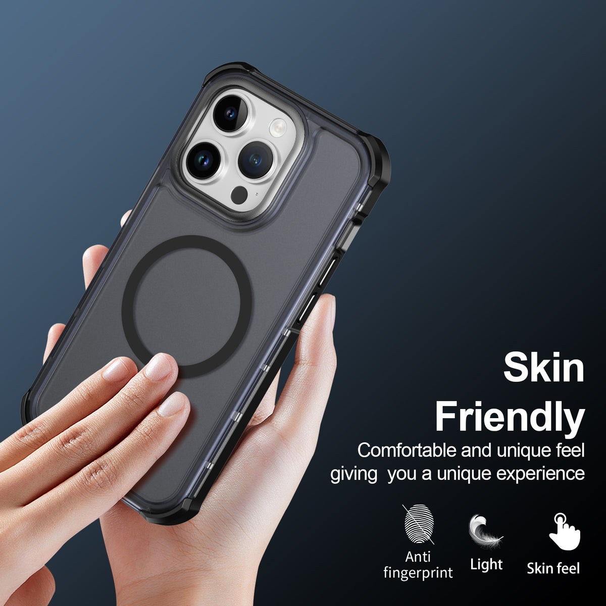 Til iPhone 14 Pro Max magnetisk etui elektrobelagt ramme hudvenligt TPU+PC telefoncover